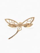 Брошь «Стрекоза» порхающая, бежевая в золоте - Фото 3