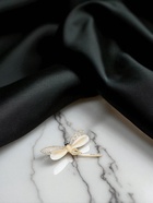 Брошь «Стрекоза» порхающая, бежевая в золоте - Фото 6