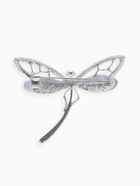 Брошь «Стрекоза» порхающая, белая в серебре - Фото 2