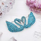 Брошь «Лебеди» пара, цвет голубой в серебре - Фото 1