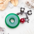 Брошь «Ветвь» яблони, цвет зелёно-бордовый в чернёном серебре - Фото 1