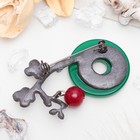 Брошь «Ветвь» яблони, цвет зелёно-бордовый в чернёном серебре - Фото 2