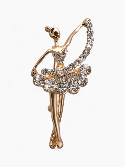 Брошь «Балерина» с лентой, цвет белый в золоте