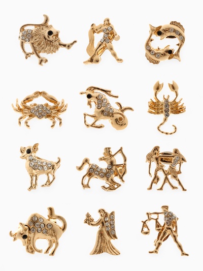 Брошь «Знаки зодиака», ассорти, гороскоп, белая в золоте