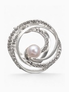 Зажим для платка «Жемчужный завиток», цвет белый в матовом серебре - Фото 1