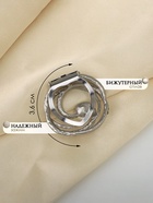 Зажим для платка «Жемчужный завиток», цвет белый в матовом серебре - Фото 3