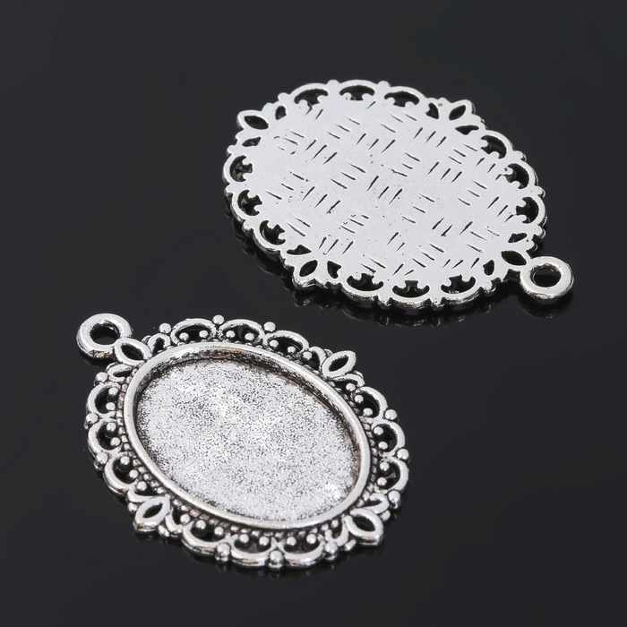 Рамка с сеттингом (набор 4 шт.), площадка 13×18 мм, JC-614, цвет чернёное серебро - Фото 1