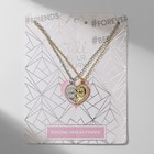 Кулоны парные «Неразлучники», лучшие друзья, цвет серебристо-золотой, 45 см - Фото 1