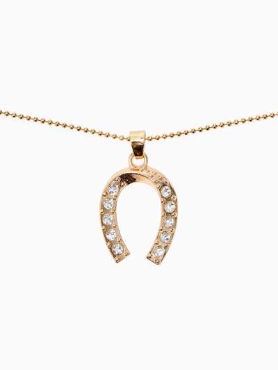 Кулон на цепочке «Подкова», белый в золоте, 45 см