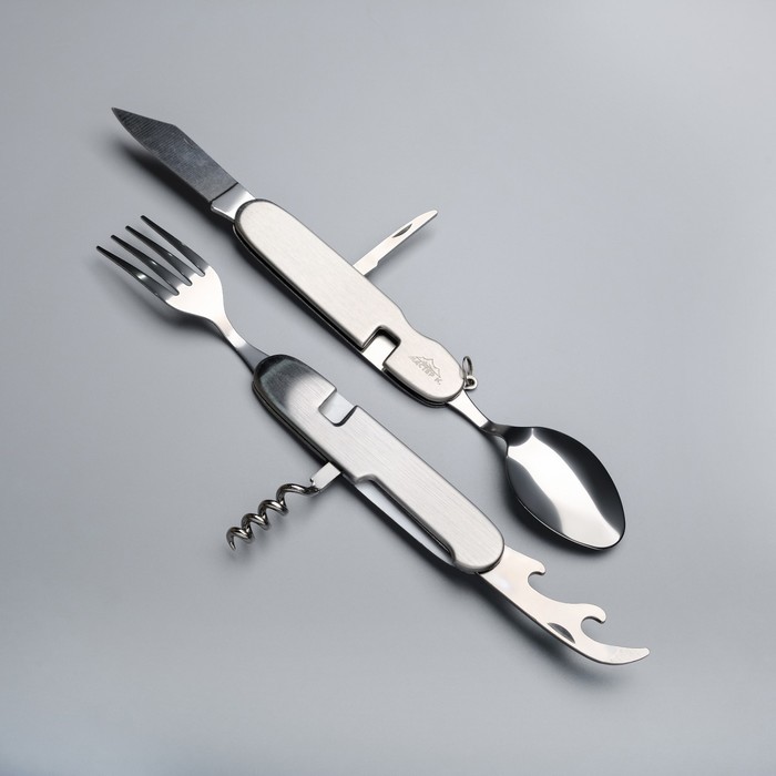 Набор туриста 4в1: нож, вилка, ложка, открывалка микс - фото 1908215459