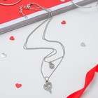 Кулон "Сердце" с каплей, двойная цепочка, цвет белый в серебре, 45 см - Фото 2
