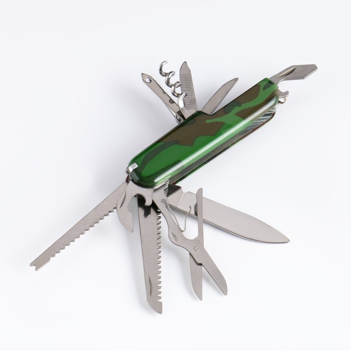 Нож швейцарский Камуфляж зеленый 12в1 - фото 1906758343