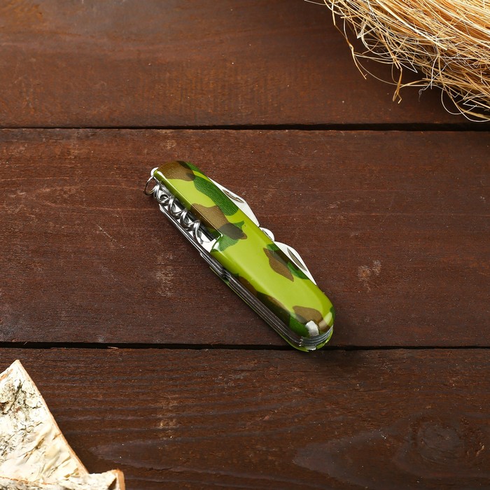 Нож швейцарский Камуфляж зеленый 12в1 - фото 1906758346