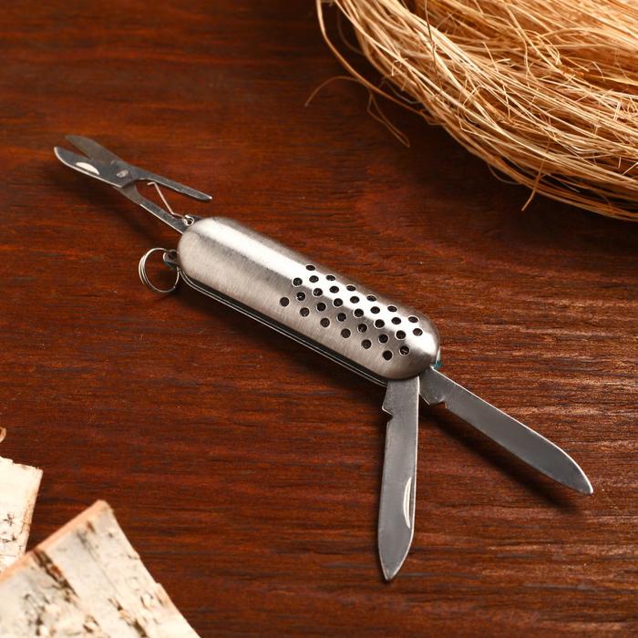 Нож складной "Коми"  3в1, рукоять металлик - фото 1906758348