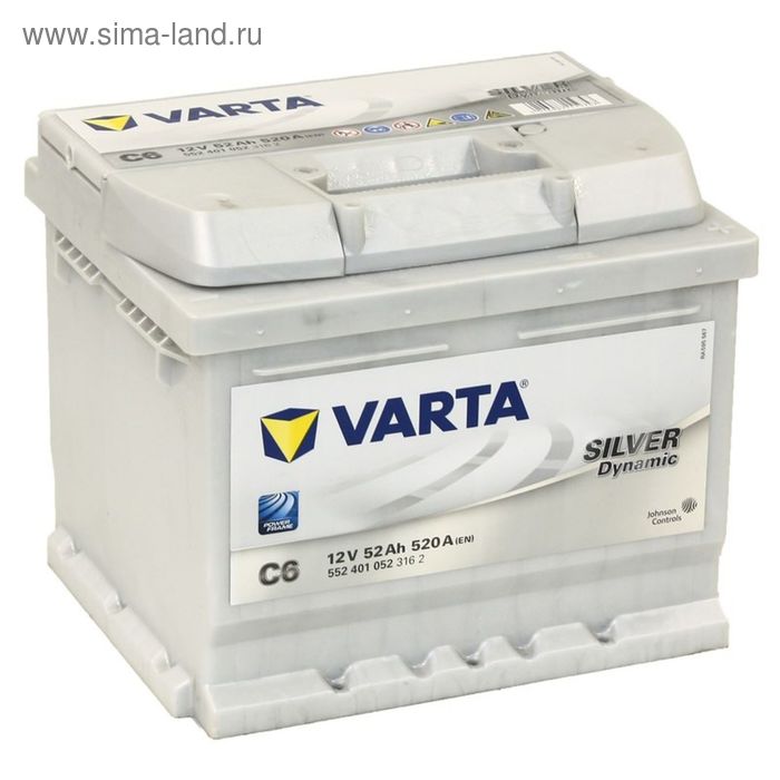Автомобильный аккумулятор Varta 52 Ач, обратная полярность Silver Dynamic 552 401 052 - Фото 1