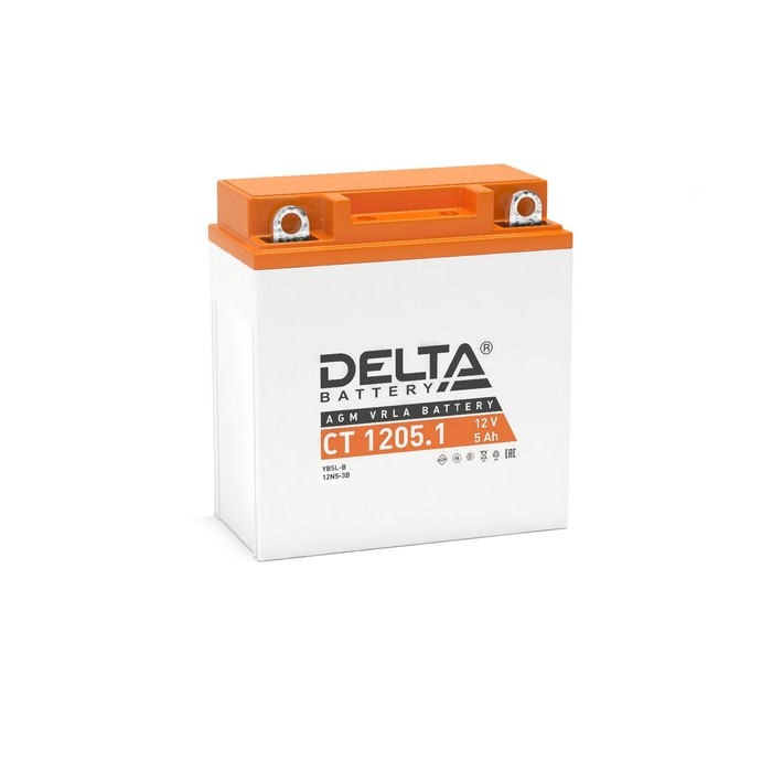 Аккумуляторная батарея Delta СТ1205.1 (12N5-3B, YB5L-B) 12 В, 5 Ач обратная (- +) - Фото 1