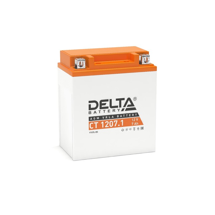 Аккумуляторная батарея Delta СТ1207.1 (YTX7L-BS) 12 В, 7 Ач обратная (- +) - Фото 1