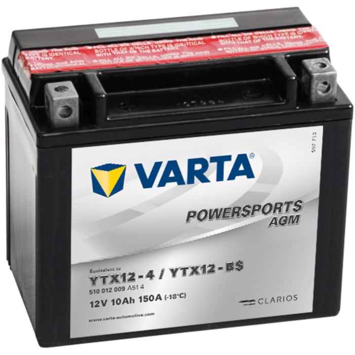 Аккумуляторная батарея Varta 10 Ач Moto AGM 510 012 009 (YTX12-BS) - Фото 1