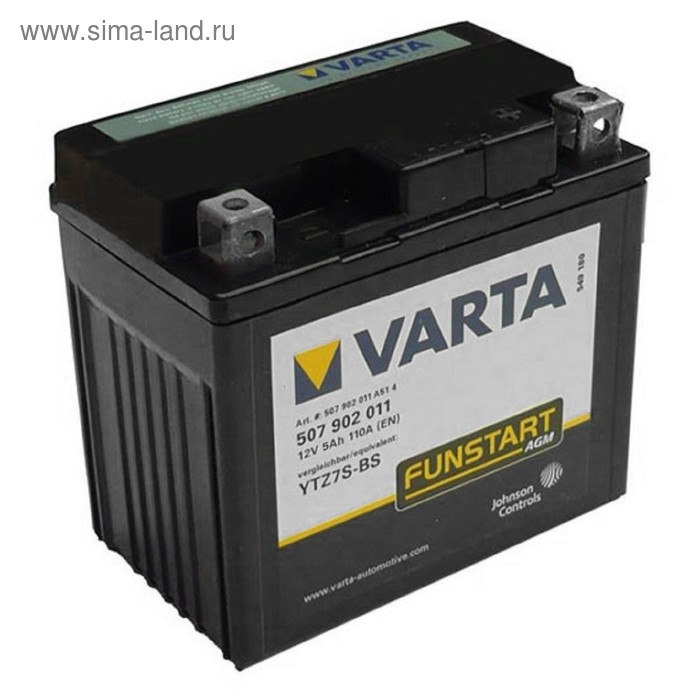 Аккумуляторная батарея Varta 5 Ач Moto AGM 507 902 011 (YTZ7S-BS) - Фото 1