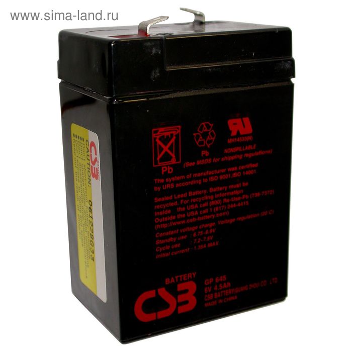 Аккумуляторная батарея CSB 4.5 Ач 6 Вольт GP 645 - Фото 1