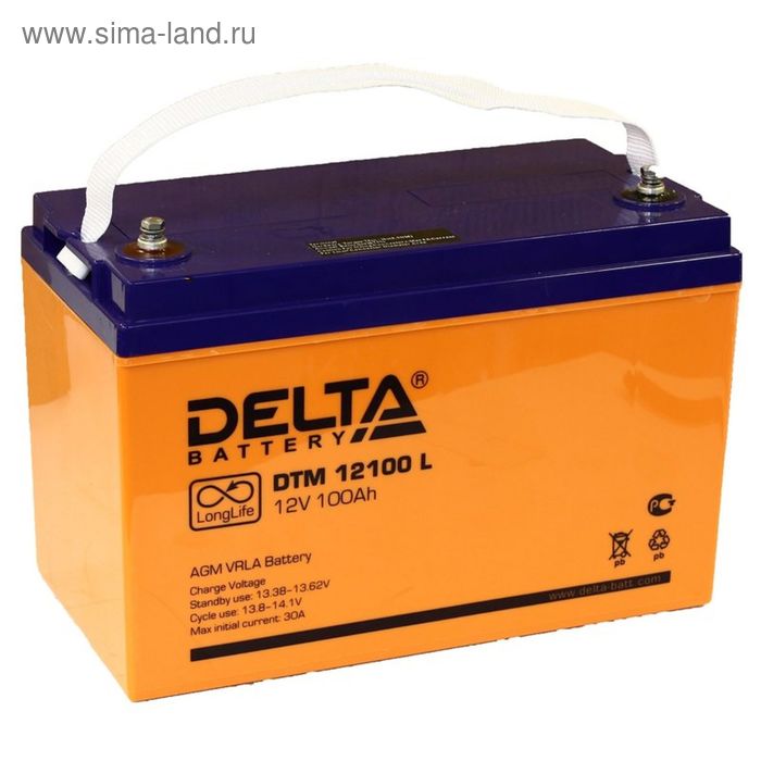 Аккумуляторная батарея Delta 100 Ач 12 Вольт DTM 12100 L - Фото 1
