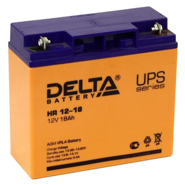 Аккумуляторная батарея Delta 18 Ач 12 Вольт HR 12-18