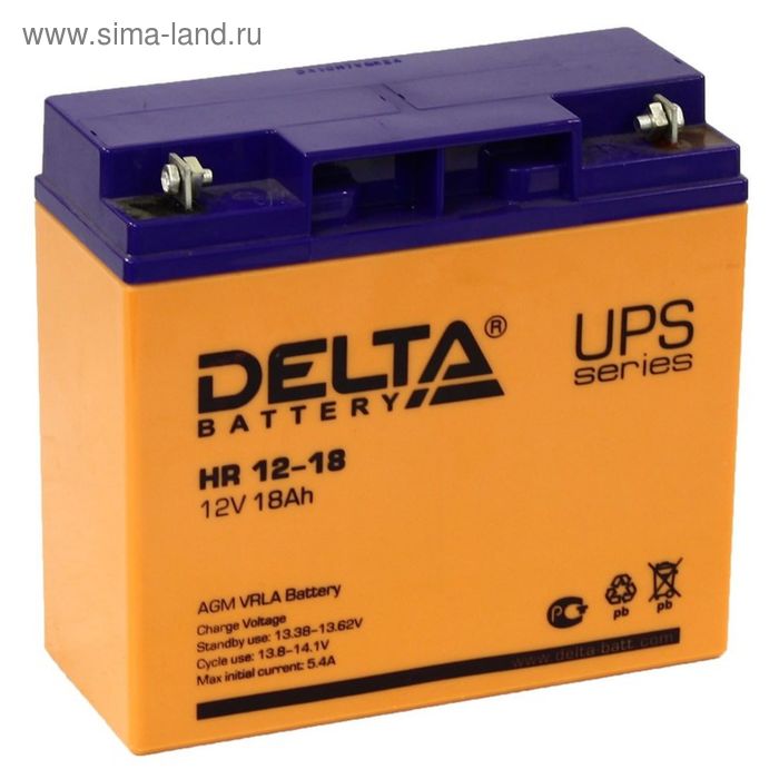 

Аккумуляторная батарея Delta 18 Ач 12 Вольт HR 12-18
