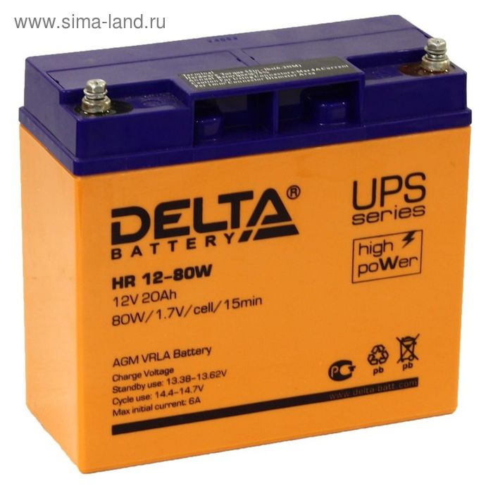 Аккумуляторная батарея Delta 20 Ач 12 Вольт HR 12-80W - Фото 1