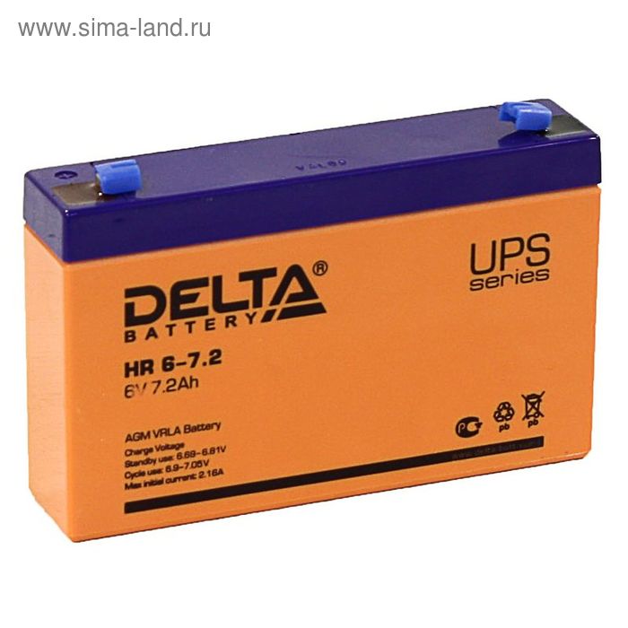 Аккумуляторная батарея Delta 7,2 Ач 6 Вольт HR 6-7,2 - Фото 1