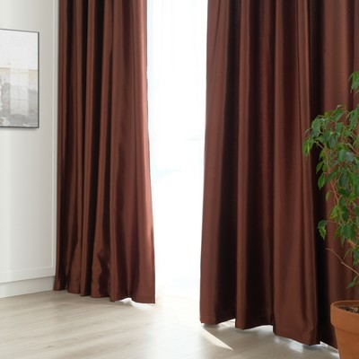 Штора портьерная "Этель" ширина 135 см, высота 260 см, цвет шоколадный, глянцевая
