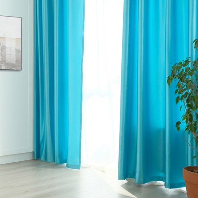 Штора портьерная глянцевая «Этель», 200×250 см, бирюзовая, краше