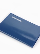 Обложка для паспорта, гладкая натуральная кожа, тиснение фольгой, синяя - Фото 2