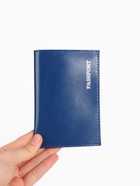 Обложка для паспорта, гладкая натуральная кожа, тиснение фольгой, синяя - Фото 4