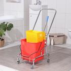 Тележка уборочная одноведерная, с отжимом, 23 л, хромированная рама - Фото 1