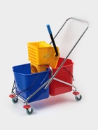 Тележка для уборки с отжимом и ведром, двухведерная, 46 л, на колёсах - Фото 1