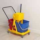 Тележка для уборки с отжимом и ведром, двухведерная, 46 л, на колёсах - Фото 1