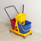 Тележка для уборки с отжимом и ведром, двухведерная, 46 л, на колёсах - Фото 2