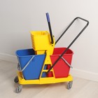 Тележка для уборки с отжимом и ведром, двухведерная, 46 л, на колёсах - Фото 4