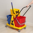 Тележка для уборки с отжимом и ведром, двухведерная, 46 л, на колёсах - Фото 8