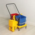 Тележка для уборки с отжимом и ведром, двухведерная, 46 л, на колёсах - Фото 9
