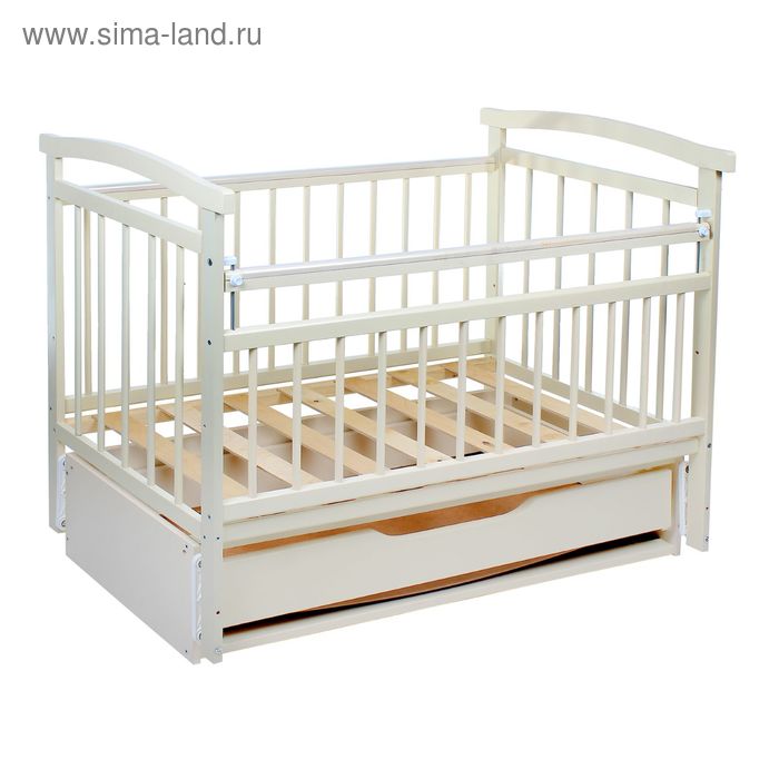Детская кроватка «Алёнка-4» на маятнике, с ящиком, цвет ваниль - Фото 1