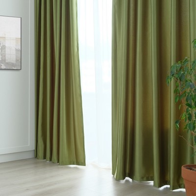 Штора портьерная глянцевая «Этель», 135×250 см, цвет фисташковый, краше