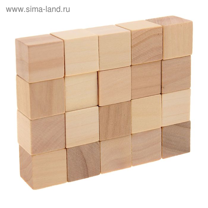 Обучающий материал , набор 20 кубиков малый, натуральный цвет - Фото 1