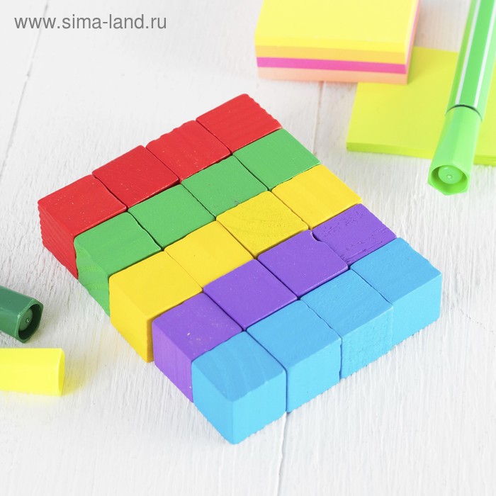 Развивающие кубики «Обучающий материал», набор 20 кубиков, цветные малые - Фото 1