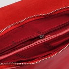 Сумка женская на молнии, 3 отдела с перегородкой, наружный карман, длинный ремень, цвет красный - Фото 5