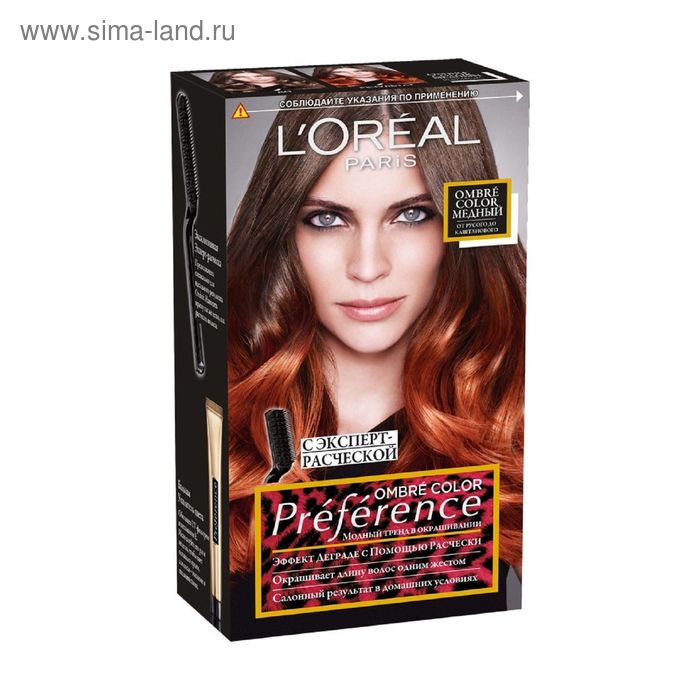Краска для волос L'Oreal Preference Ombre Color, оттенок 6.66, медный, 174 мл - Фото 1