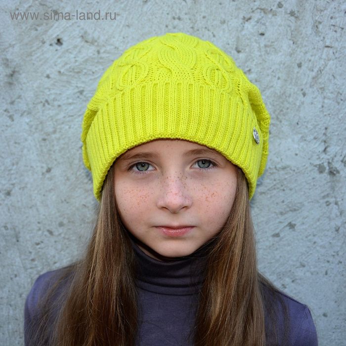 Шапка молодёжная зимняя "ЭЛЛА", размер 54-56, цвет лимонный 800534 - Фото 1