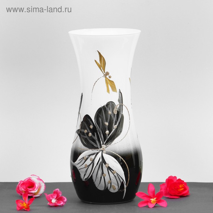 Ваза «Чёрно-белая бабочка», 10.5×25.5 см, стекло - Фото 1