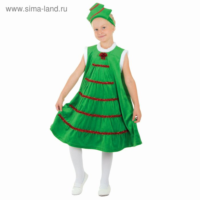 Карнавальный костюм "Ёлочка в снегу", платье из плюша, кокошник, р-р 28, рост 104 см - Фото 1