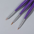 Набор кистей для дизайна ногтей, 3 шт, 13,5 см, цвет сиреневый/белый - Фото 4